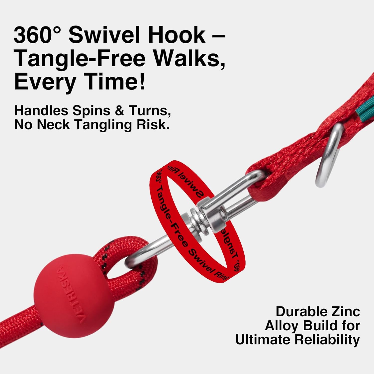 VETRESKA Tangle-Free Dog Leash, 6FT Rope Leash for Small Medium Dogs, Explosion-Proof, Shockproof Handle Dog Leashes for Walking, No Pull Leashes with Bag Dispenser, 2 in 1 Walk Kit (Strawberry)