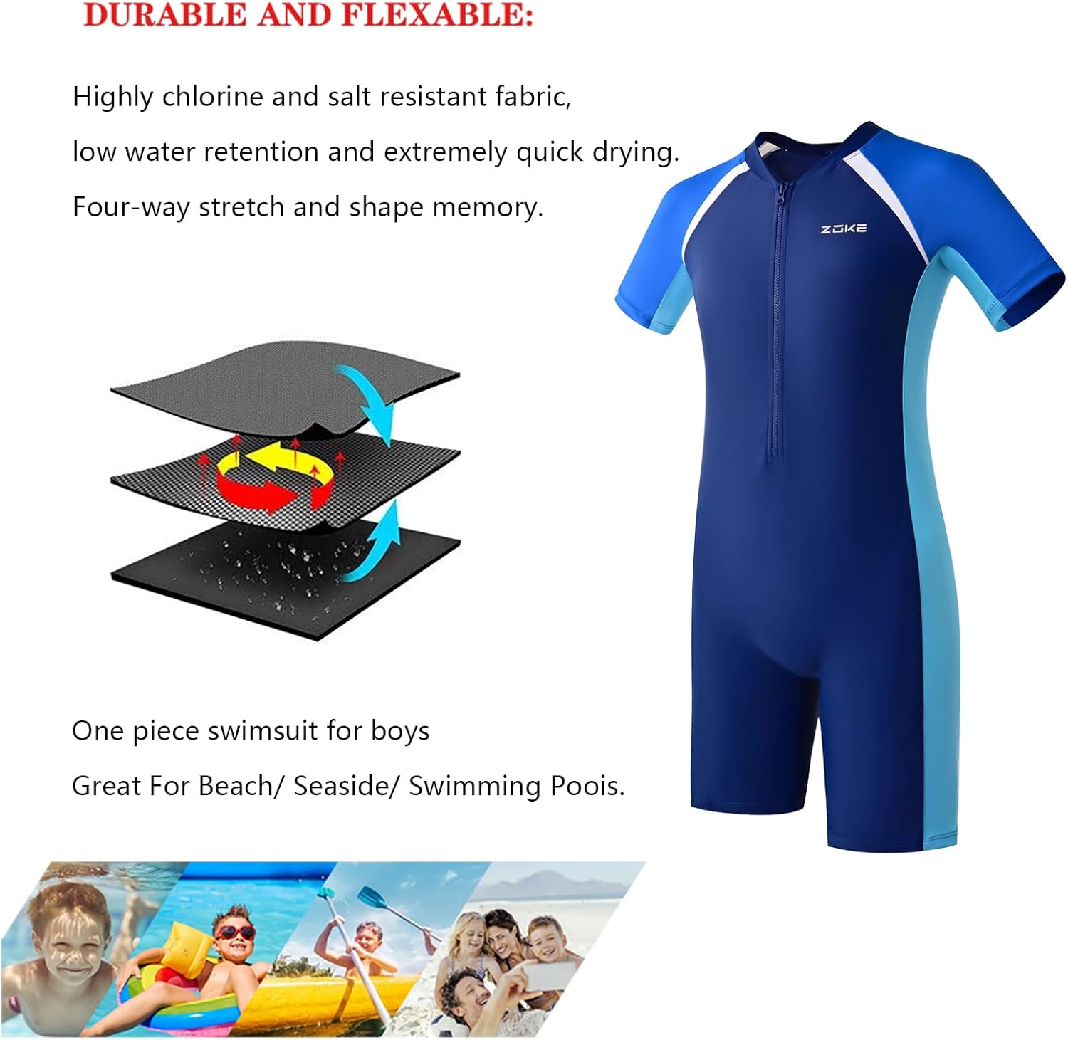karrack Girls and Boys One Piece Rash Guard Swimsuit Kid Water Sport Short Swimsuit UPF 50+ Sun Protection Bathing Suits - Image 3