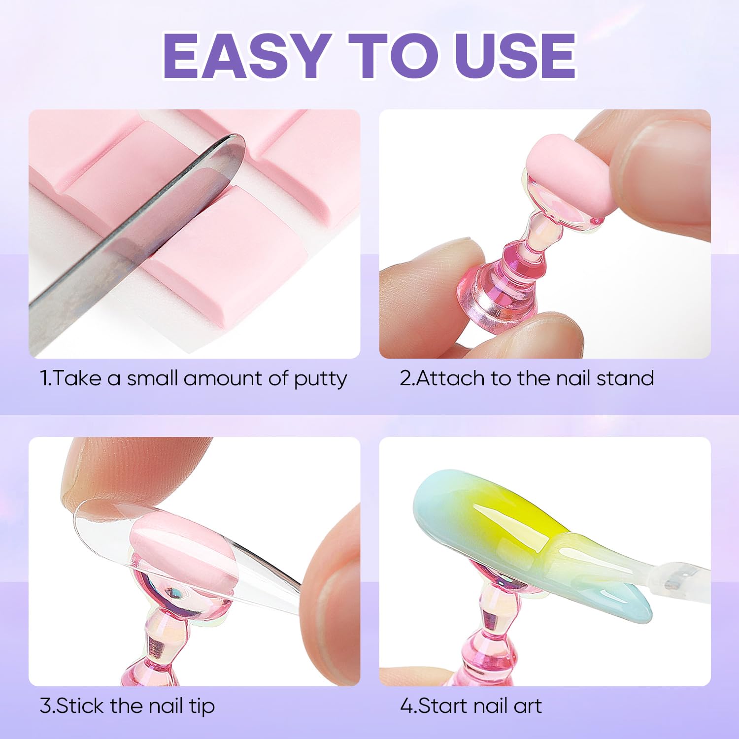 Nicedeco Magnetic stojak na paznokcie Practice Holder uchwyt na paznokcie do ćwiczeń uchwyt na paznokcie stojak na paznokcie do samodzielnego manicure i nakładania paznokci, zawiera 96 sztuk gliny