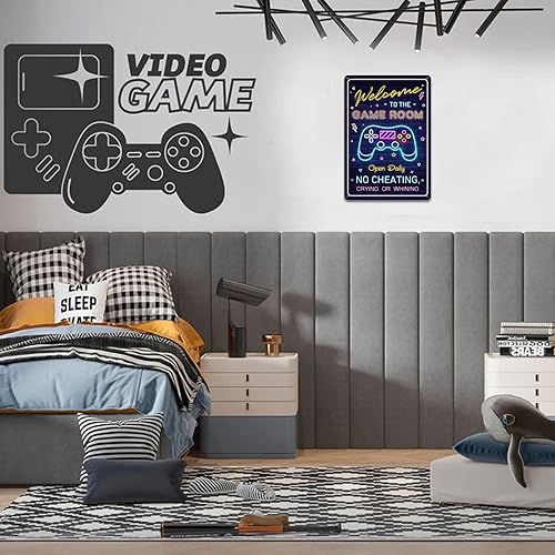Miniatura 6 de Letrero de bienvenida a la sala de juegos, regalos geniales de decoración de juegos para niños y adolescentes, accesorios y decoración perfectos