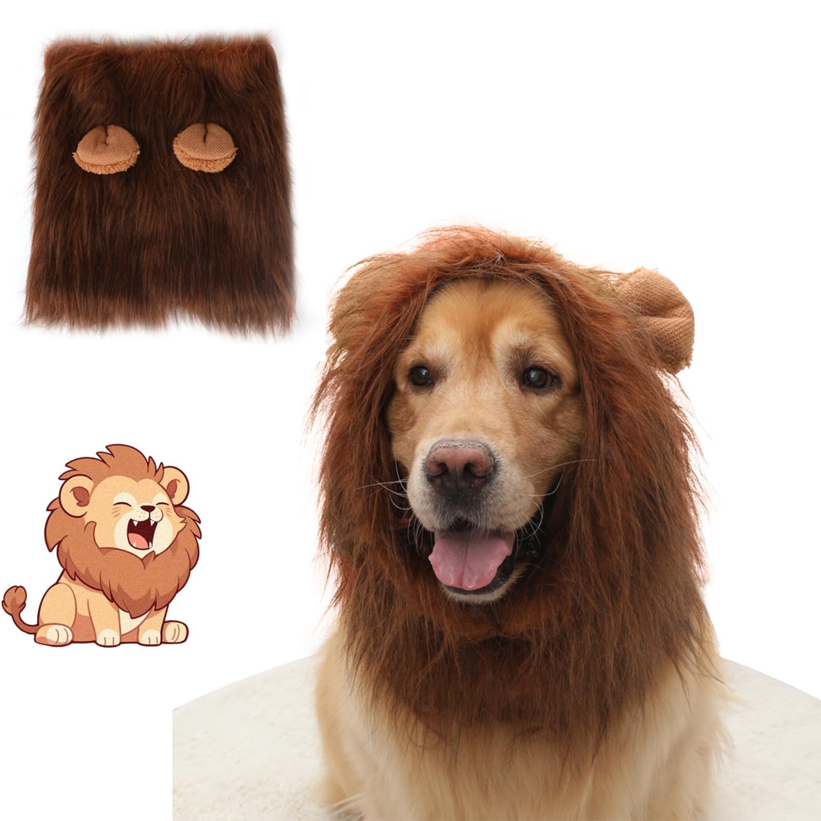 enseak Lion Mane for Dog,dog Lion Mane,dog Lion Costume,dog Lion Mane Costume, Lion Mane Wig for Dog Costume with Ears Pet Adjustable Cosplay Party Fancy Lion Hat Party Activity