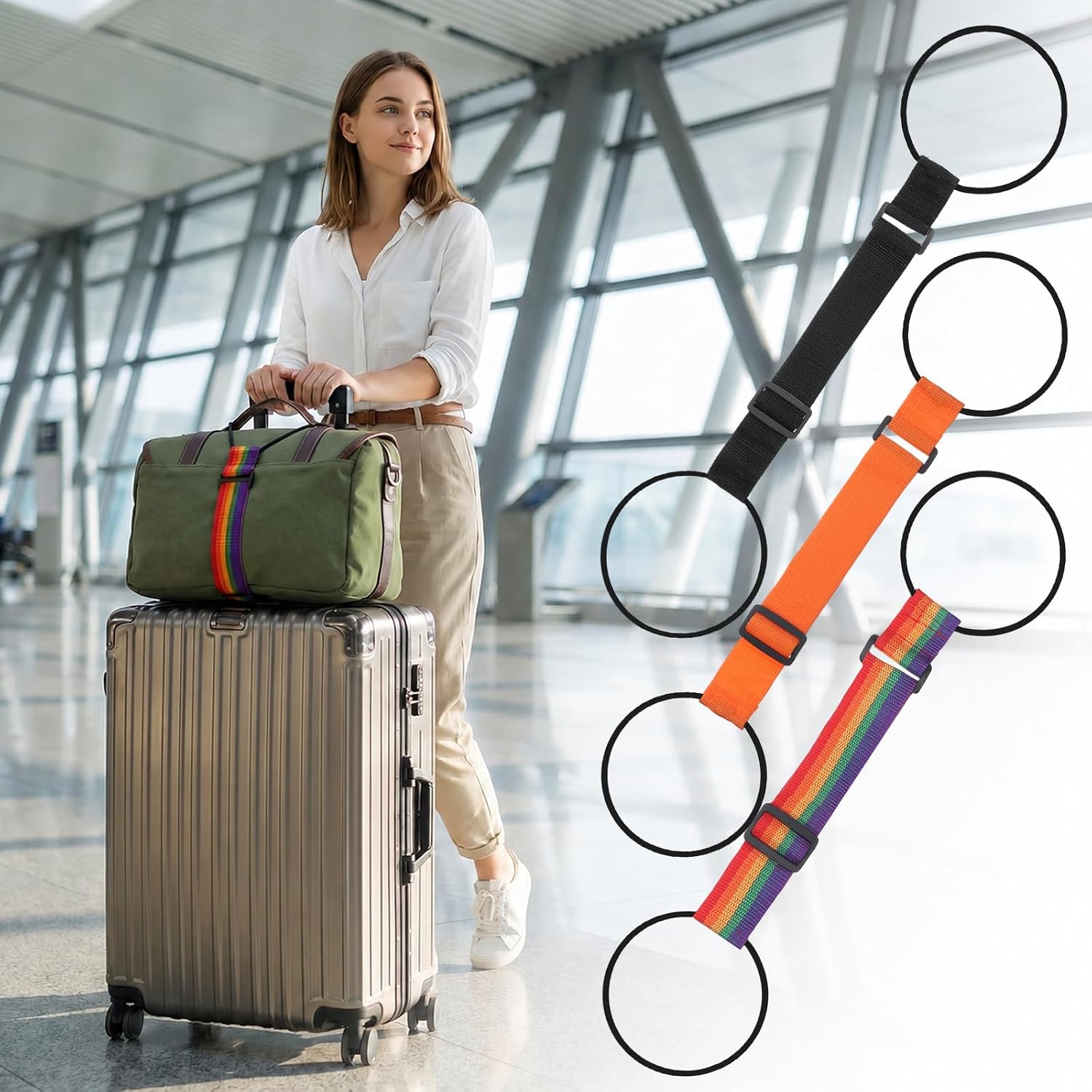 3PCS Suitcase Straps Adjustable Luggage Connector Straps