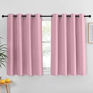 NICETOWN Rouge Pink Curtain for Living Room - Solid Thermal Insulated Grommet Blackout Panel/Drape for Baby Bedroom Kitchen Nursery Window (1 Panel, 52 inches Wide by 54 inches Long)