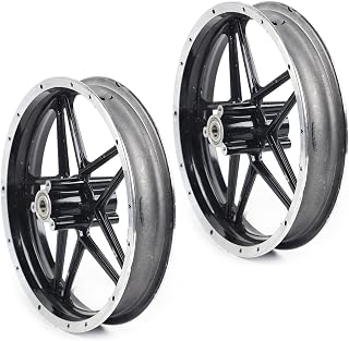 2.50-10'' Tire Rim Wheel Front Rear Wheel Rims for Mini Pocket Bike E-bike 49-50cc Dirt Bike Aluminum Wheel Tire Rim Hub, Black (Front+Rear)