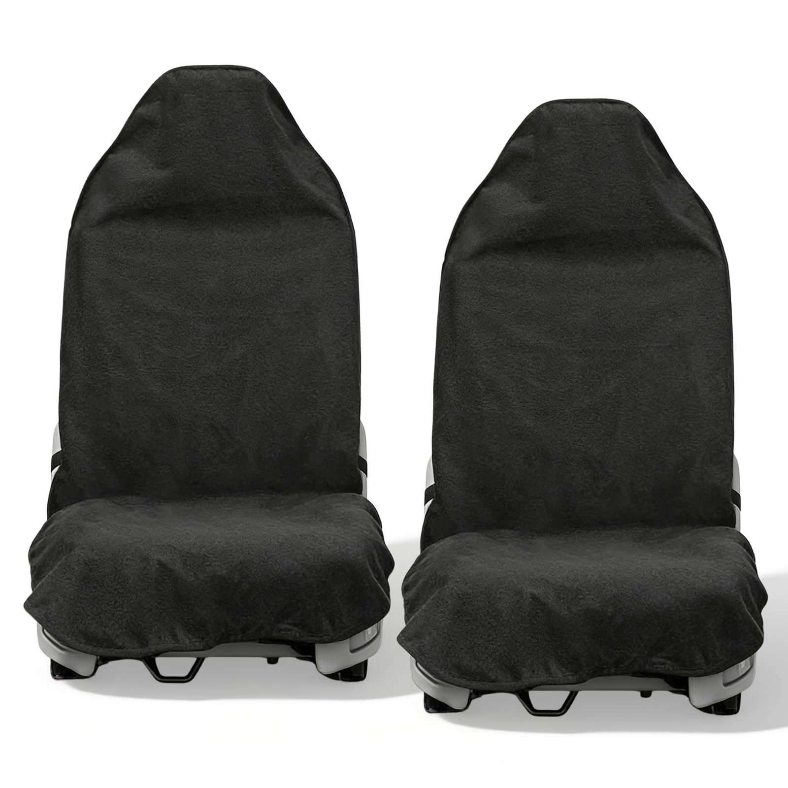 Lot de 2 housses de siège de voiture en tissu éponge pour sièges avant, universelles, imperméables, absorbent la transpiration, antidérapantes, pour voitures, SUV, camions