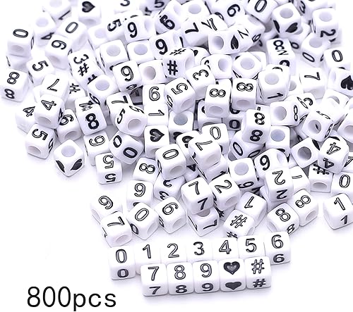 Miniatura 2 de ToBeIT 800 cuentas de acrílico en forma de cubo de letras del alfabeto, cuentas cuadradas para manualidades, llaveros, pulseras, collares, joyería