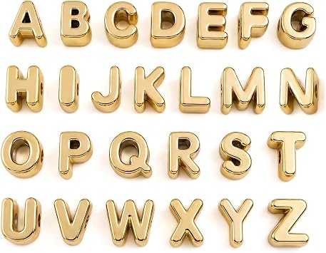 OVRUNS 26Pcs Large Letter Beads with Horizontal Hole Acrylic Alphabet Beads
