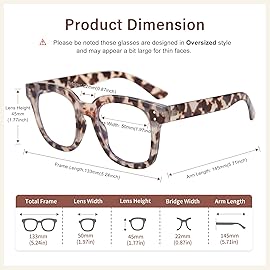 Madison Avenue Blue Light Blocking Glasses Oversized Fashion Blue Light Glasses for Women Anti Eyestrain & UV Protection Computer Eyeglasses (Grey Demi)