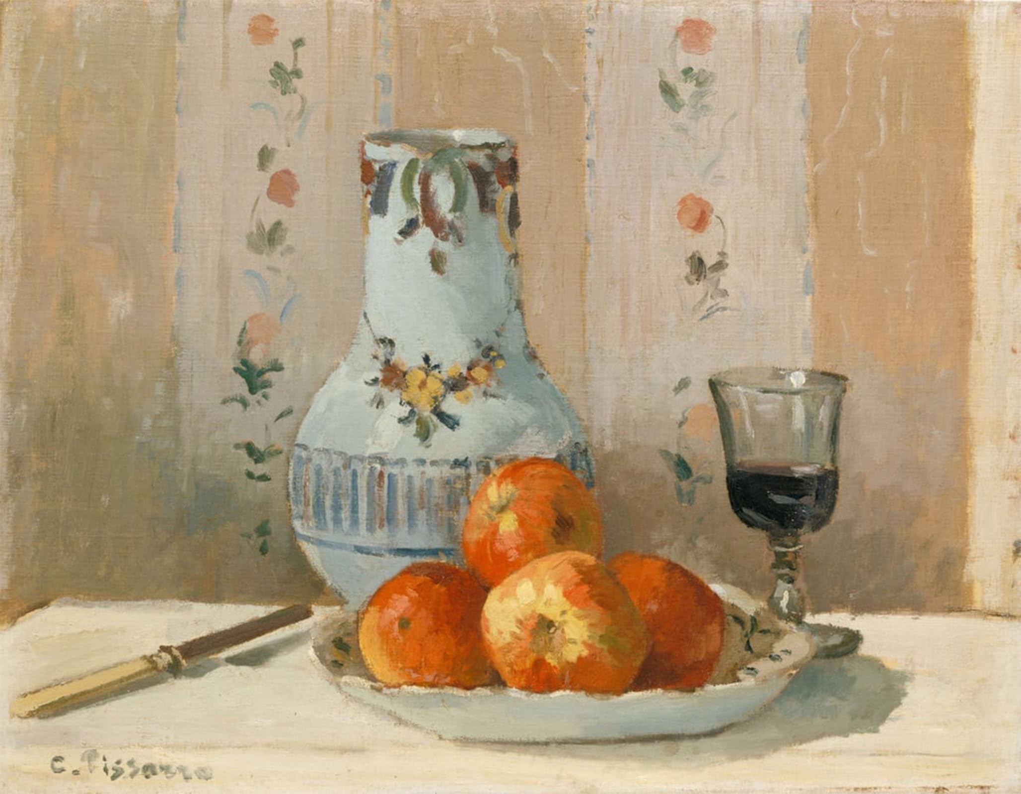 SERENDIPITP Vintage Wall Art Canvas Nordic Poster Canvas Print Picture Still Life with Apples and Pitcher by Camille Jacob Pissarro Wall Art Poster for Home Decor 60x90cm