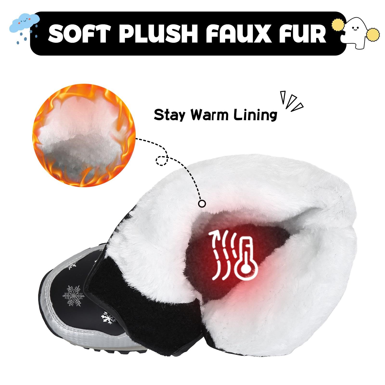 Mishansha Bambini Stivali da Neve Ragazze Caldo Fodera Stivaletti Invernali Ragazzi Scarpe Comodo Antiscivolo