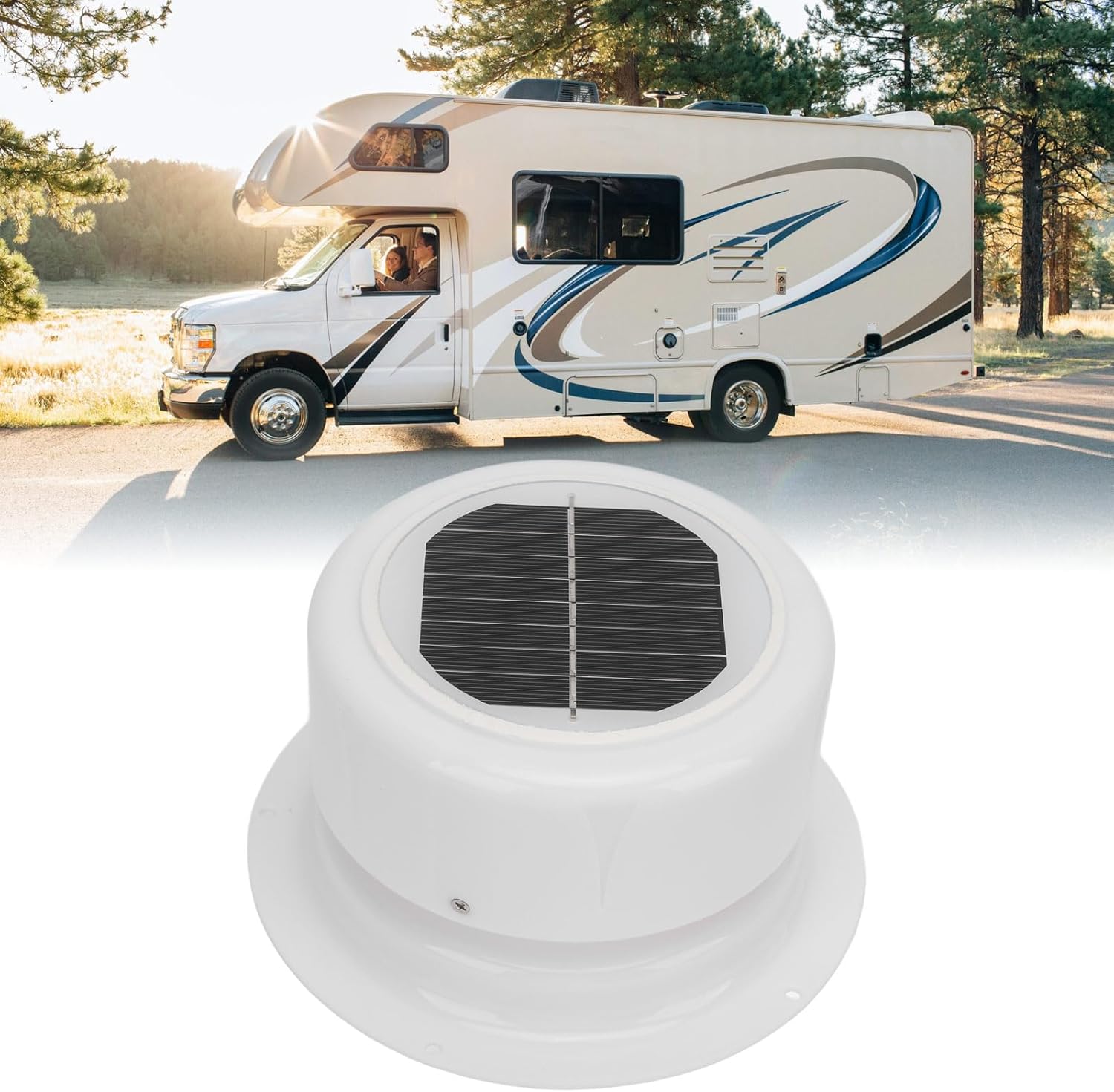 Solar Powered Vent Fan with Mounting Screws, Ceiling Exhaust Ventilation Fan for RV Boat Trailer Camping Car, Solar Roof Vent Fan, Solar Powered RV Roof Vent Fan, RV Solar Vent