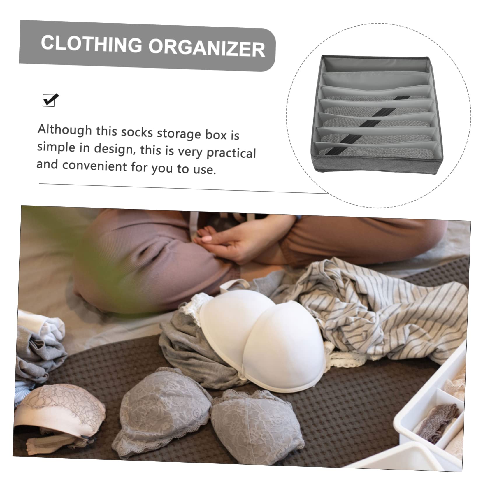 CHILDWEET Organizer Per Biancheria Intima e Calze Scatola Grigia Con Scomparti Contenitore Salvaspazio Per Armadio Organizer Versatile Per Vestiti e Accessori Resistente e Facile Da
