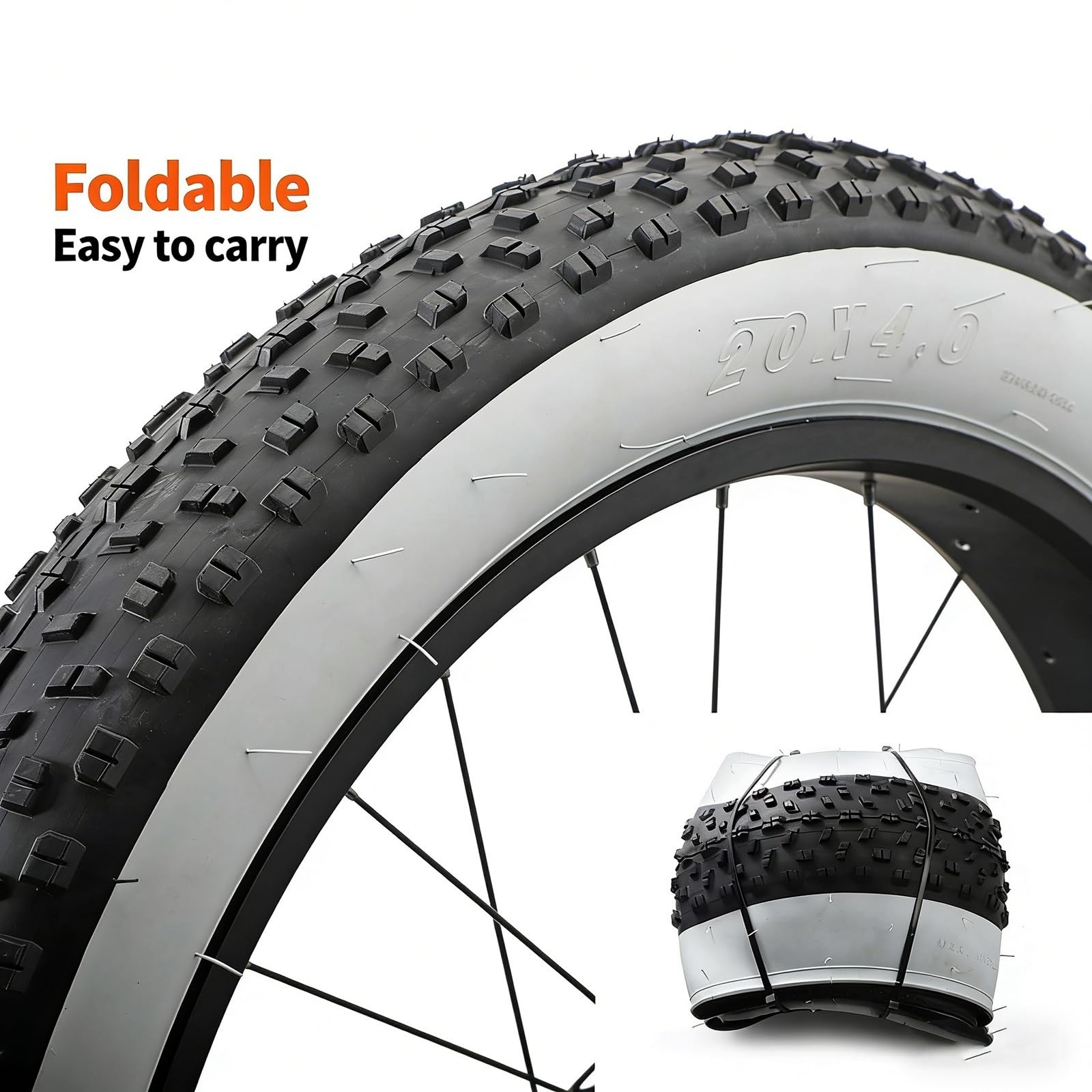 20x4.0 Opona Fat, 20 Cali 20PSI 140KPa, Przeciwprzekłucie, Szeroka Gumowa Opona dla E-Roweru, Roweru Górskiego, Motorówki Śnieżnej, Plaży i Off-Road