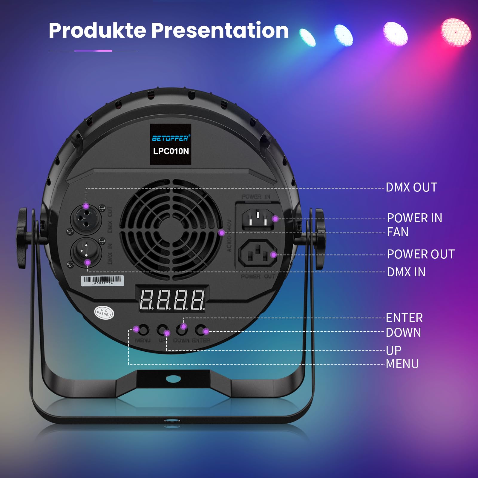 BETOPPER Projecteur de Scène 200W Par LED DMX RGBW Lumière de Scène CRI >90 5000 Lm Jeux de Lumiere Disco Eclairage Scene pour DJ, Fête, Bars, Mariages et Festivals (2)
