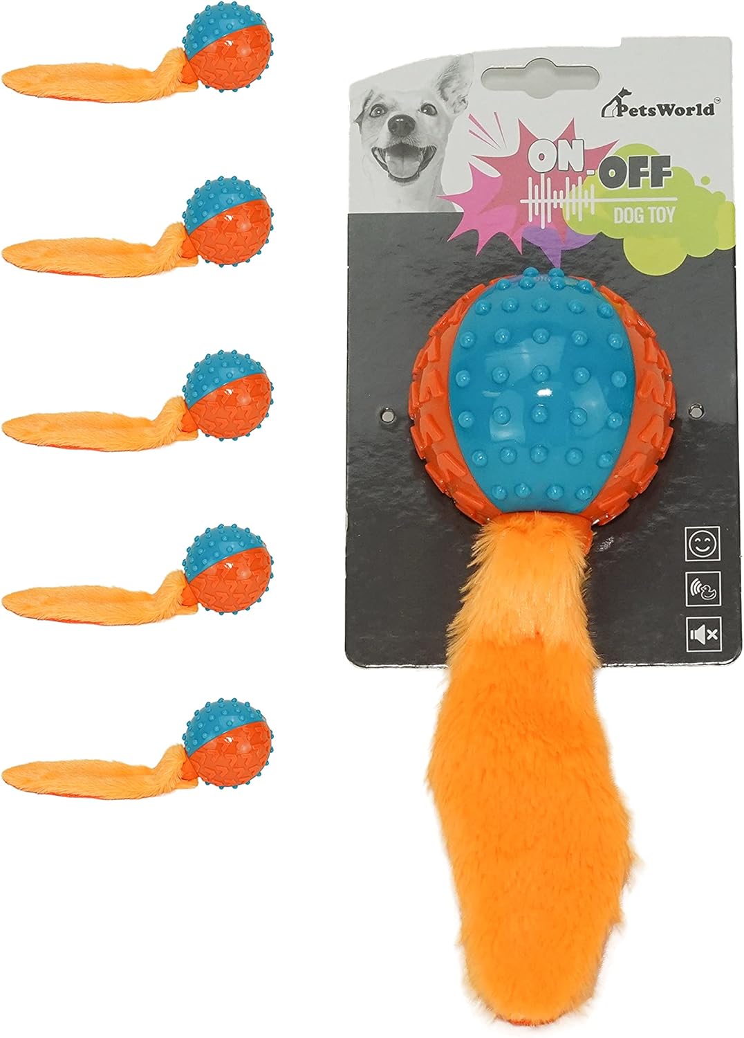 PETSWORLD Non-Toxic TPR Squeaky Dog Ball for Aggressive chewers, Fetch Balls for Dogs for Small, Medium and Large Dogs 6CT