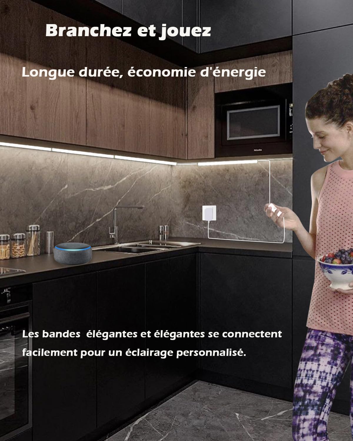 Cefrank Éclairage LED sous armoires 30 cm 1200 lumens 6000 K 6 pièces rampes lumineuses connectables