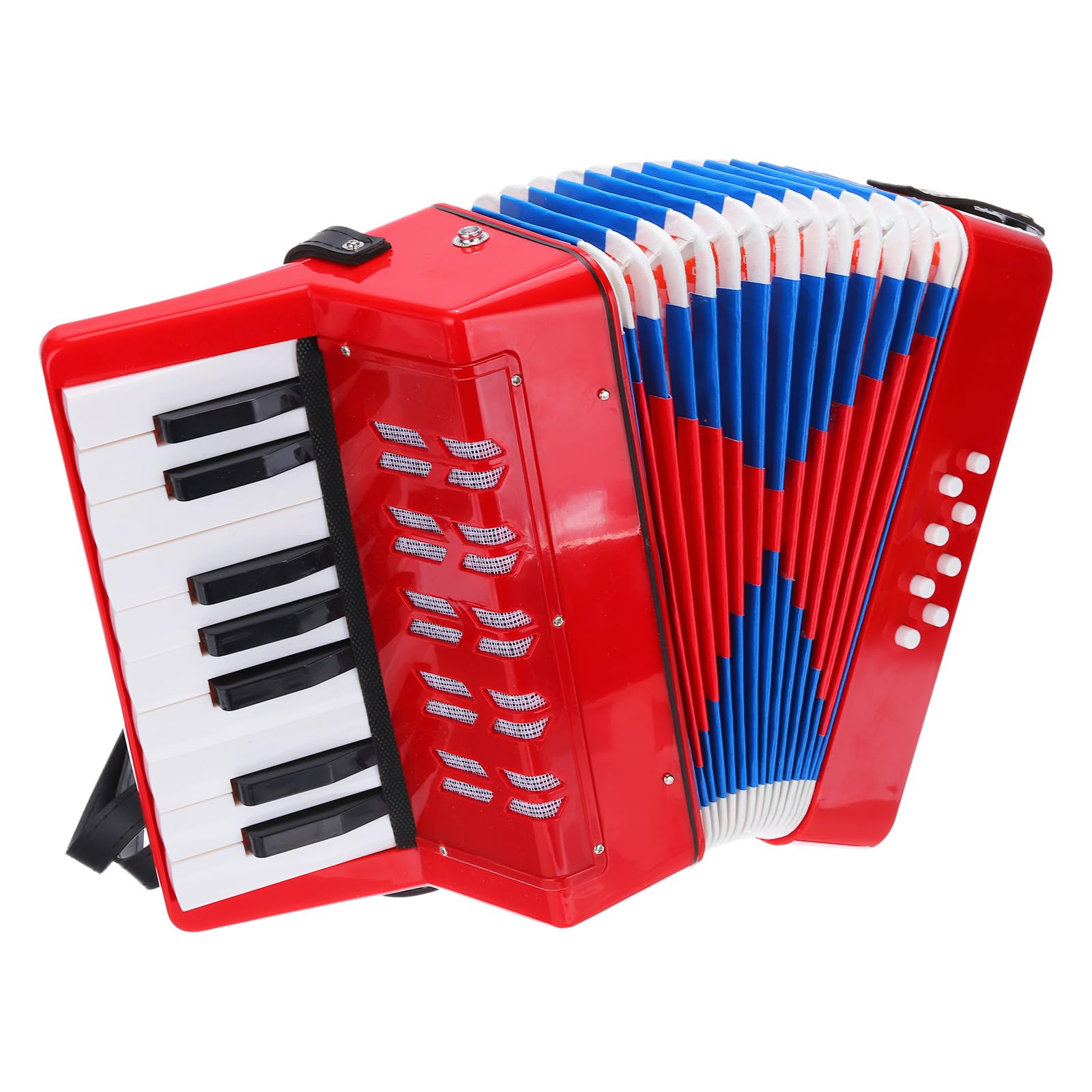 QUARKZMAN Accordion 17 teclas 8 botón de bajo acordeón juguete mini instrumento musical ligero para adultos principiantes educación, rojo
