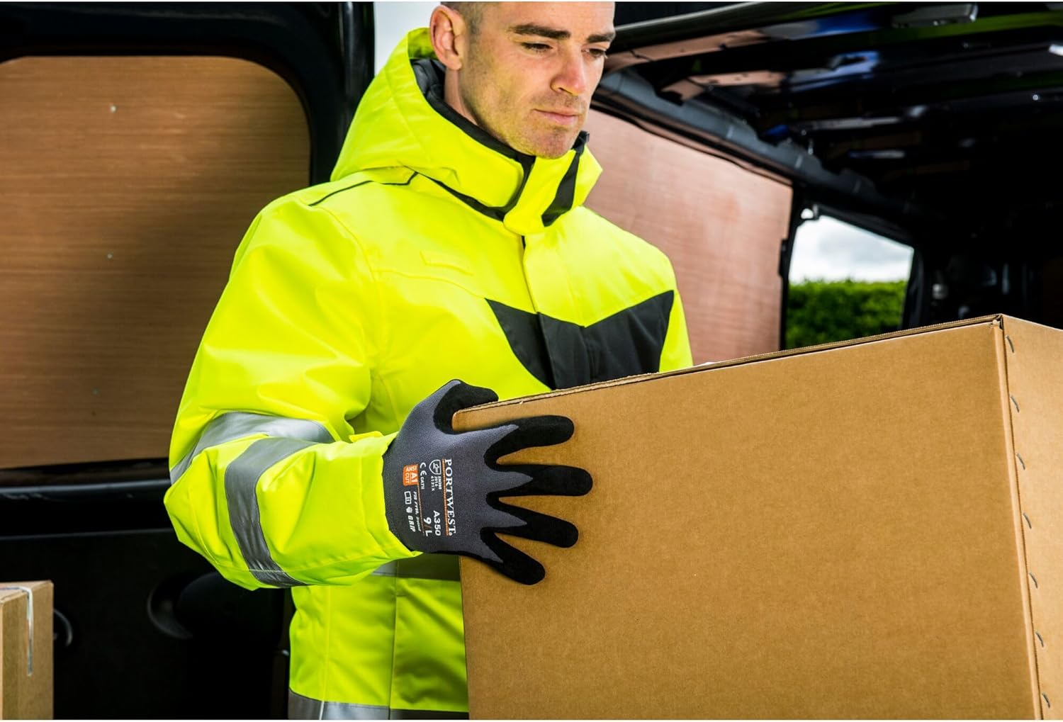 Portwest A350 Grip Work Gloves - Lightweight Nitrile Foam DermiFlex Safety Gloves Black