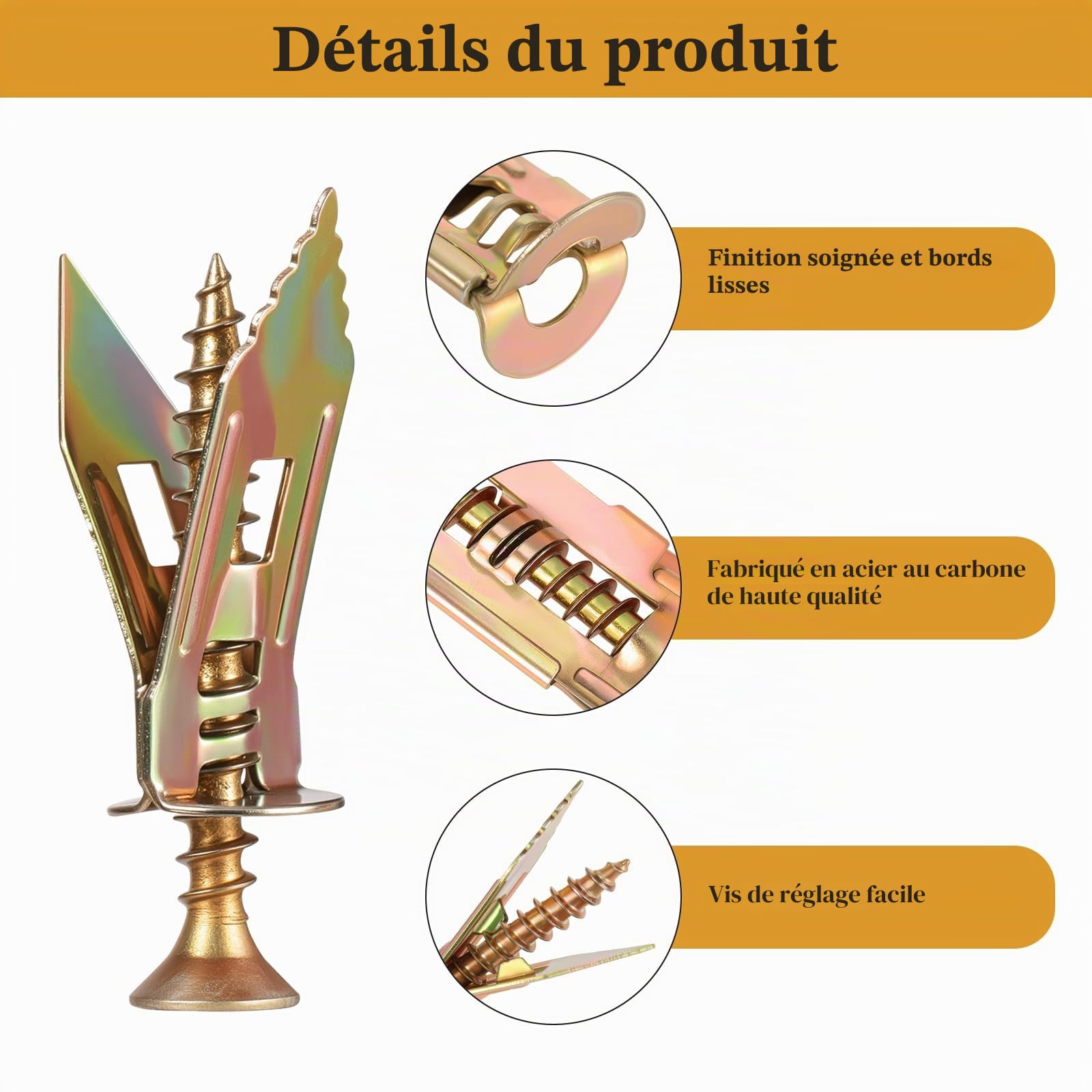 Gueenky 400 Pièces Chevilles avec Vis pour Plaques de Plâtre, 30 mm 40 mm Cheville Beton Vis Cheville Placo Autoforeuses, Chevilles Expansion et Vis Fixations pour Murale en Plaques de Plâtre