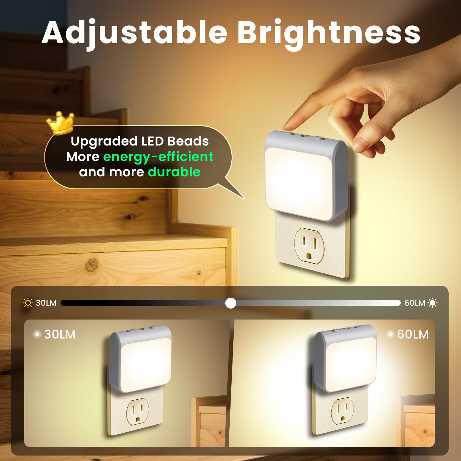 6-Pack Dimmable LED Night Lights Plug into Wall with Dusk to Dawn Sensor 2 Color in 1 Plug — view 3