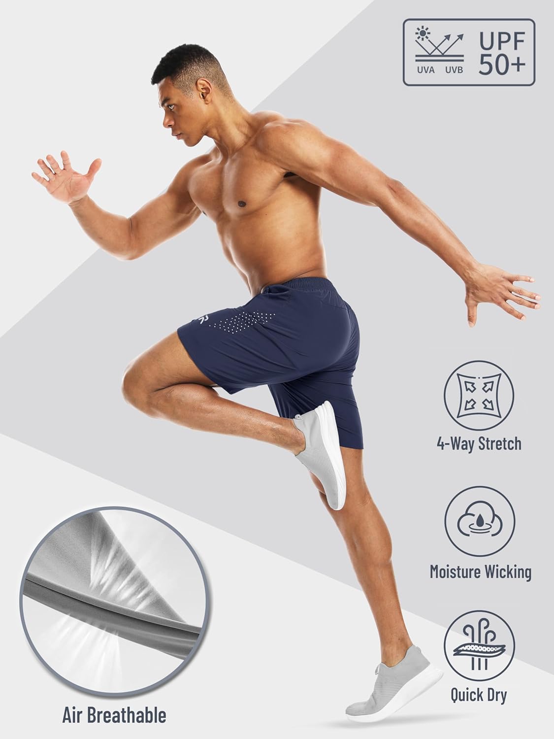 Men's Workout Athletic Shorts 2 Pack 7 Inch Inseam Lightweight Quick Dry Running Shorts Hiking Gym Basketball Shorts - Image 4