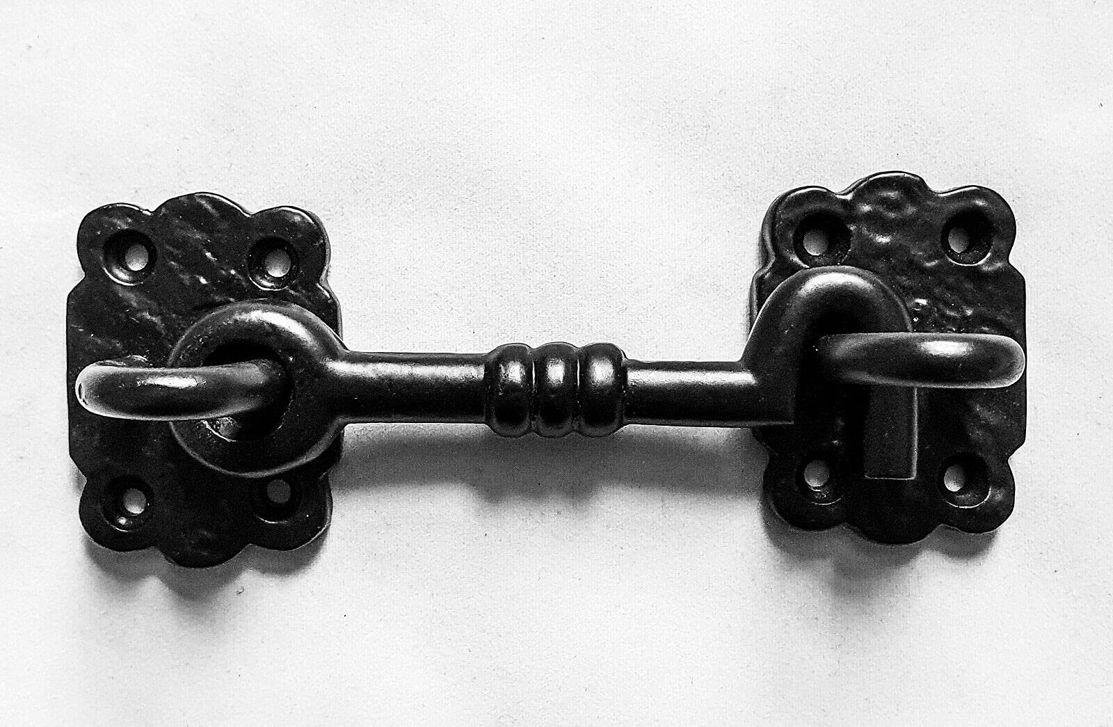 Manor Black Square Knotted Door Gate Shed Cast Iron Cabin Hook 100Mm 4" Fancy