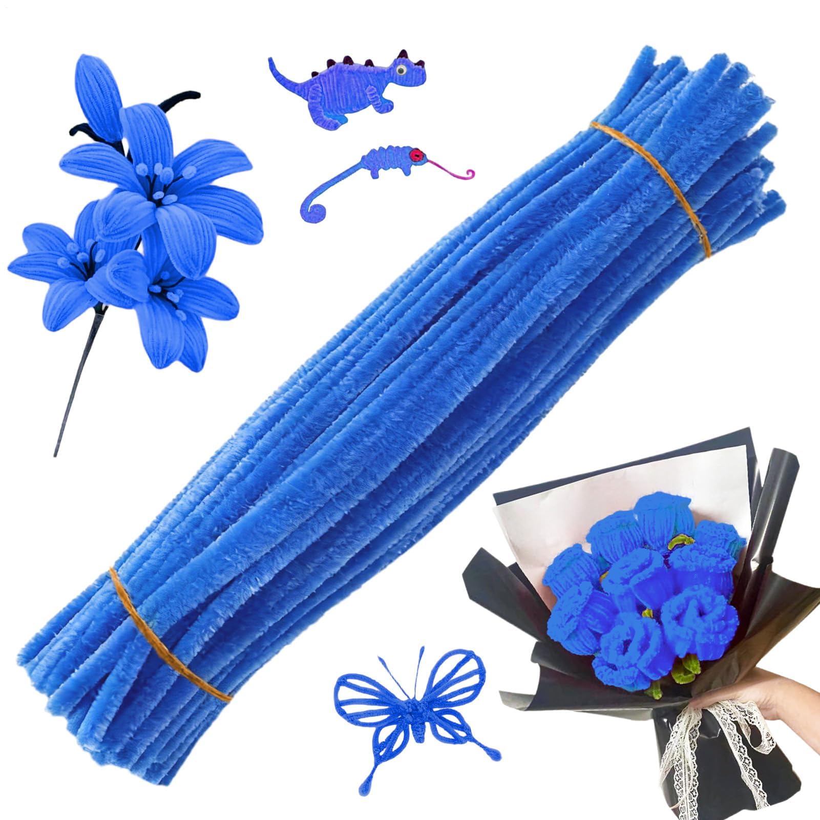 Muiltvoe Pipe Cleaner Flower Kit, Handmade Chenille Craft Supplies, Bouquet Wrapping Set, Classroom Activity, Preschool Project, Birthday Party Favor, Home Decoration
