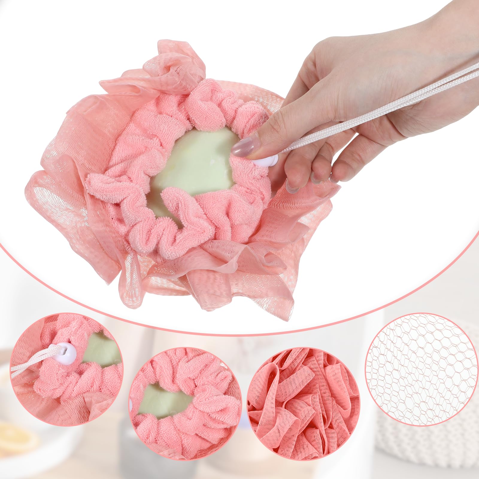 Qianyu 3 szt. Loofah Soap Bar 2 w 1 myjka złuszczająca siatka prysznicowa z kieszenią na mydło