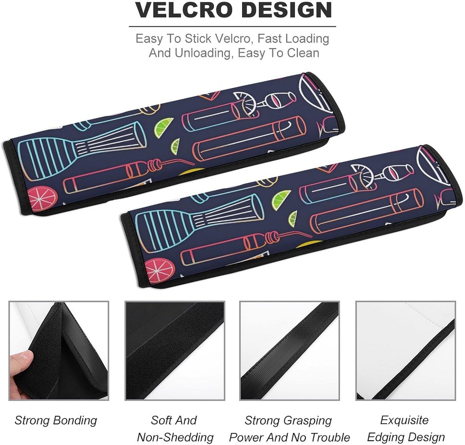 2 PCS Super Soft Car Seat Belt Pad, Cute Colorful Line Art Printed Waterproof Sweat-Absorbing Seat Belt Covers Backpack Shoulder Pad for All Car Seats Baby Strollers