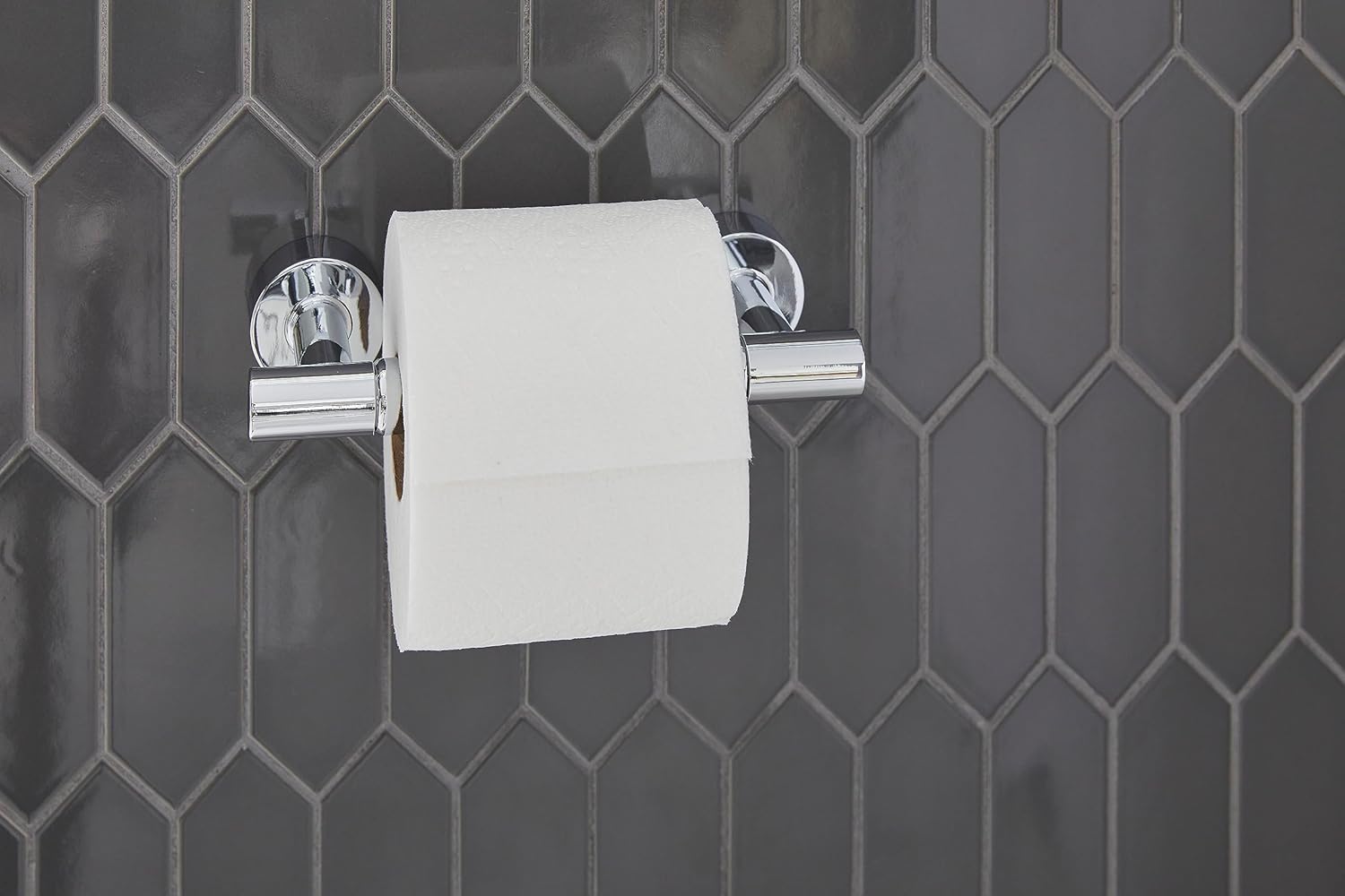 Gerber Parma Toilet Paper Holder Wall Mount - Double Post Modern Chrome Toilet Paper Roll Holder for Bathroom Wall - D446258