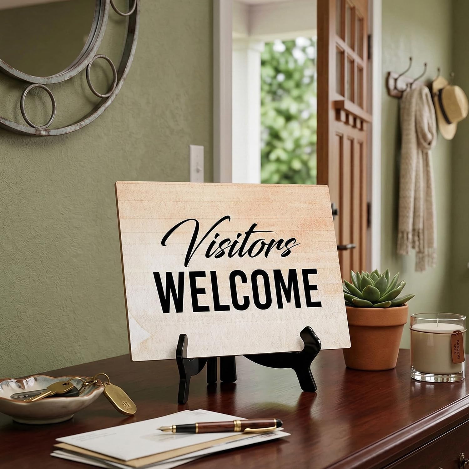 Visitors Welcome' Table Sign with Easel Stand, 6" x 8" - 5 Pack