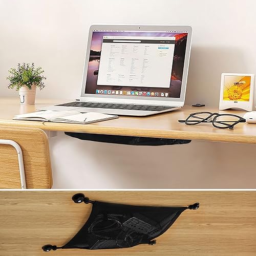 Miniatura 3 de Organizador de red de organización de cables para debajo del escritorio, almacenamiento de cables de malla resistente con correas, bandeja de cables