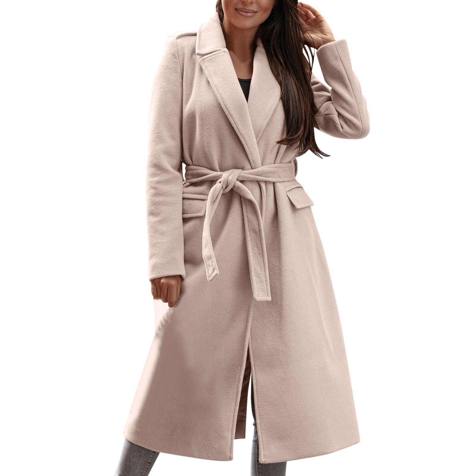 Cappotto Elegante Cappotto di Lana con Scollo a V e Maniche Lunghe Autunno Inverno da Donna Viaggio