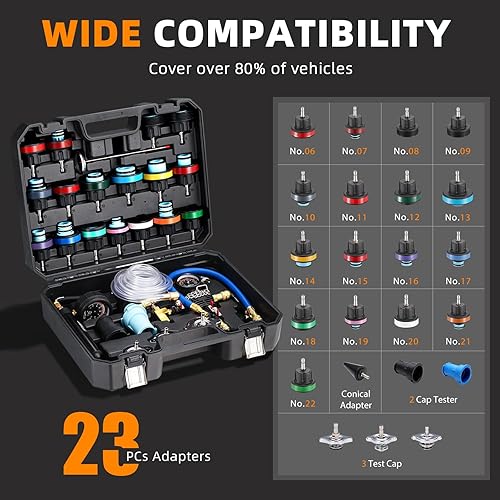 Miniatura 2 de FOUR UNCLES Probador de presión de radiador y refrigerante y kit de recarga de vacío, sistema de refrigeración universal de 28 piezas, probador de