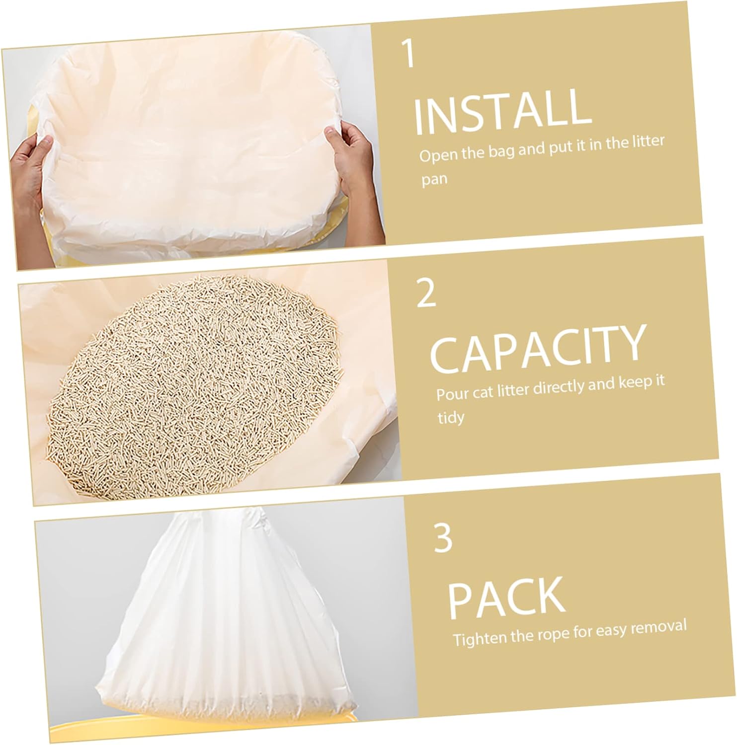 Kisangel 7pcs Cat Litter Bags Drawstring Convenient Cat Litter Box Liners for Easy Cleanup Heavy-duty Waste Disposal Pouches for Owners