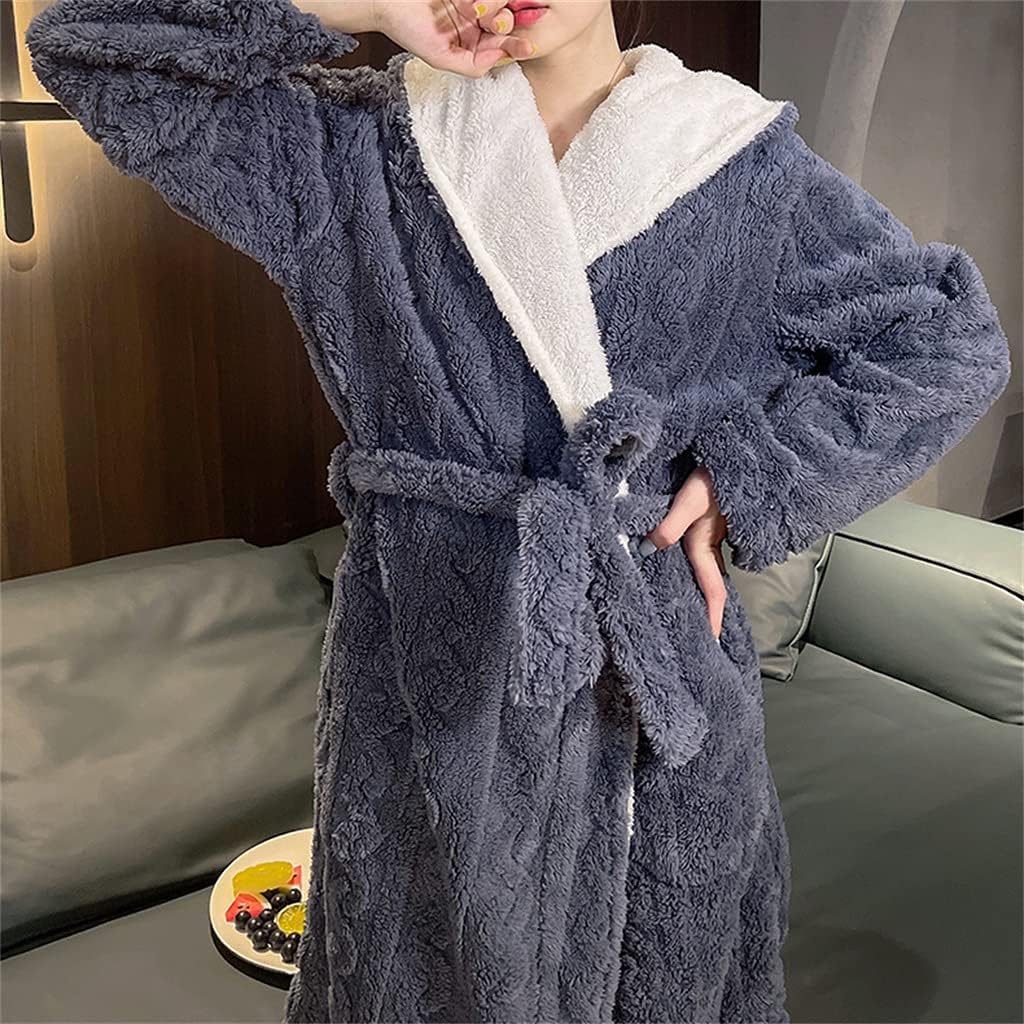 Bathrobes for Ladies Autumn and Winter Elegant Coral Fleece Warmth Lengthened and Thickened Home Service