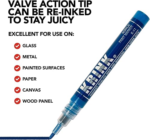 Miniatura 4 de Krink K-11 - Marcador de pintura azul  Marcadores de pintura acrílica de arte fino vibrante y opaco  Marcadores artísticos para superficies pintadas
