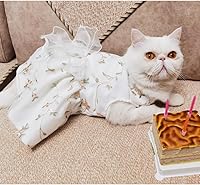 Vista 2 de Vestido blanco para perro pequeño, vestido de princesa bordado floral para cachorro, con lazo, ropa para perro, ropa de verano para gatos y gatos