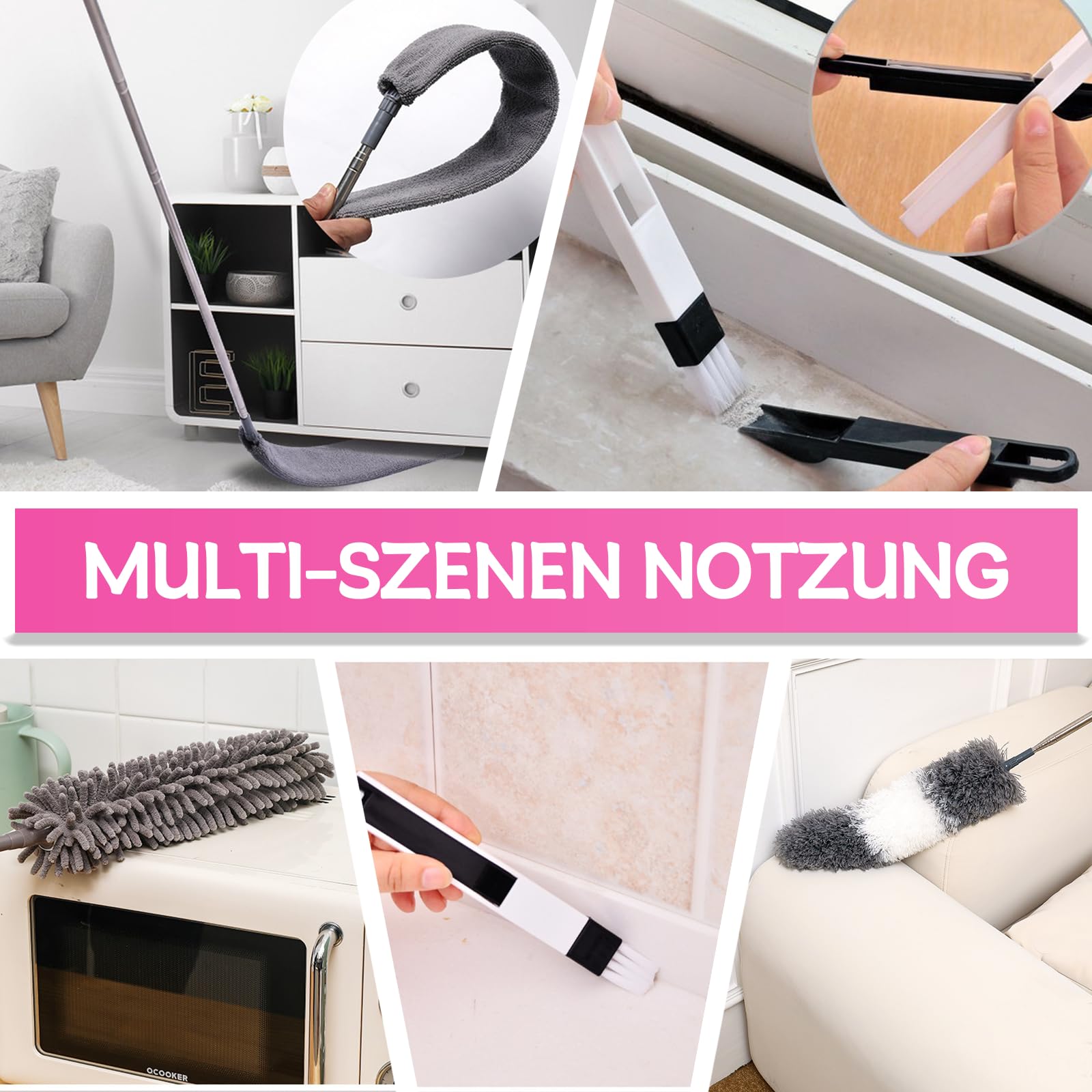 Kit Spolverino Telescopico 5 Pezzi | Asta Allungabile 38-250cm | Per Soffitti, TV E Angoli Difficili - Foto 4