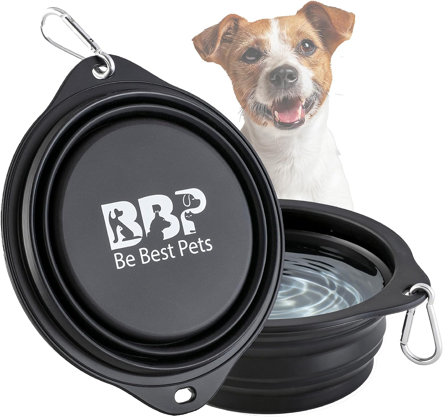 BE BEST PETS Collapsible Dog Bowls 28oz, Silicone Travel Dog Bowls (Black)