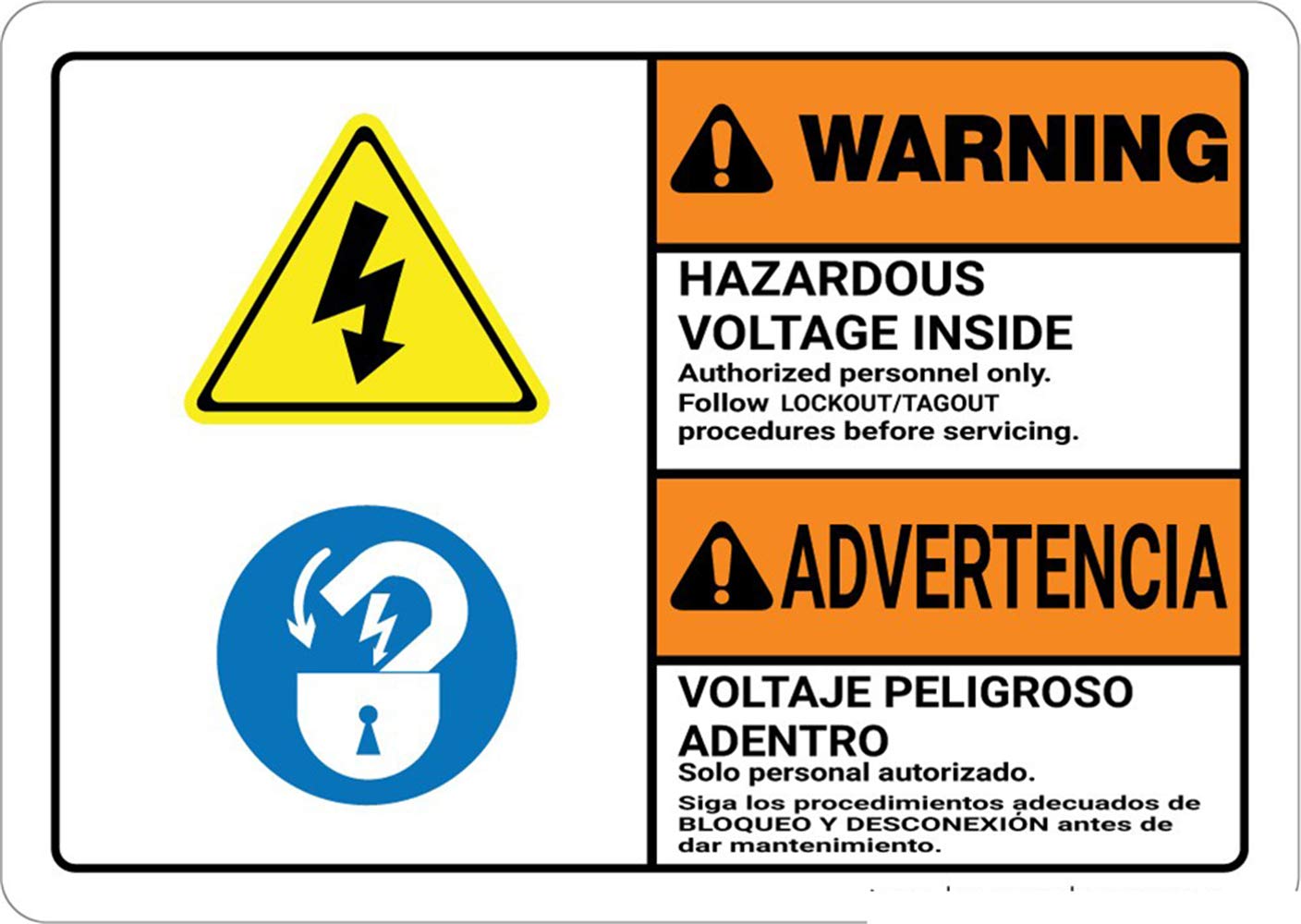 Safety Sign Wall Decal Vinyl Warning Hazardous Voltage Follow Lockout