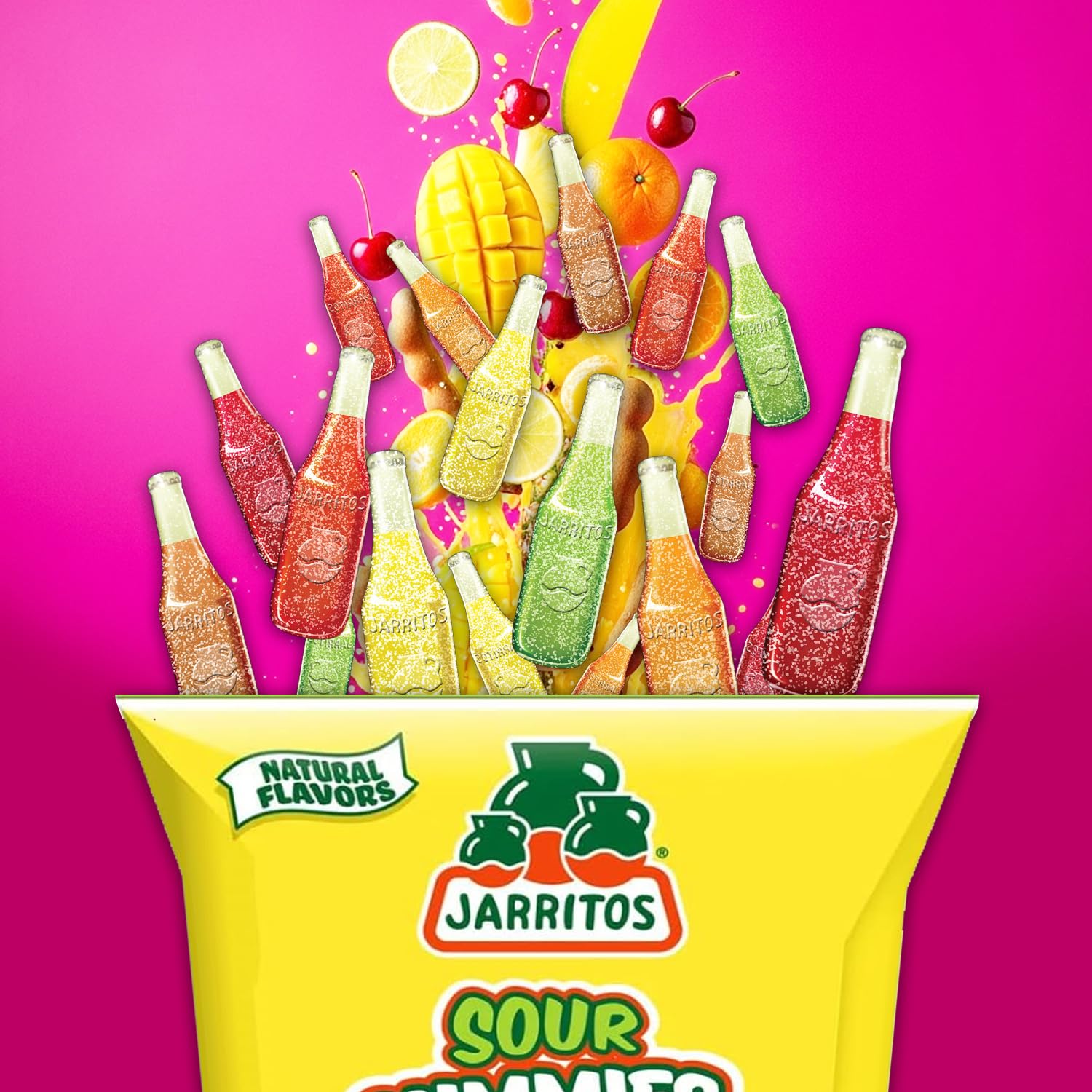 Jarritos Sour Gummies Candy – 12 Pack of Sour Mexican Candies with Natural Flavors – 6 Fruity Flavors – Tangy & Chewy Snack Treats Bulk Candy