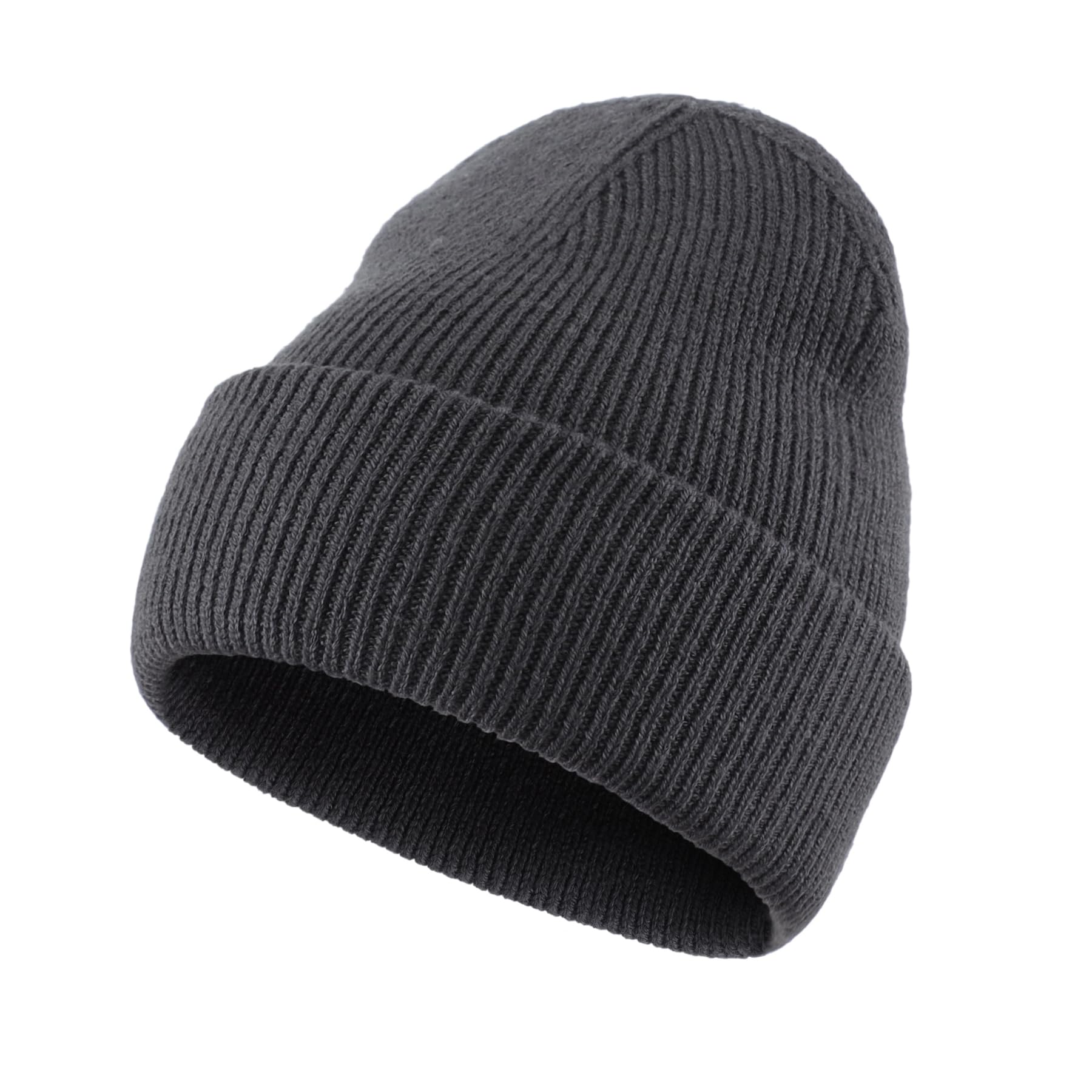 Home Prefer Mens Winter Hats Thick Knit Cuff Beanie Cap Warm Stocking Beanie Hat Graphite Grey