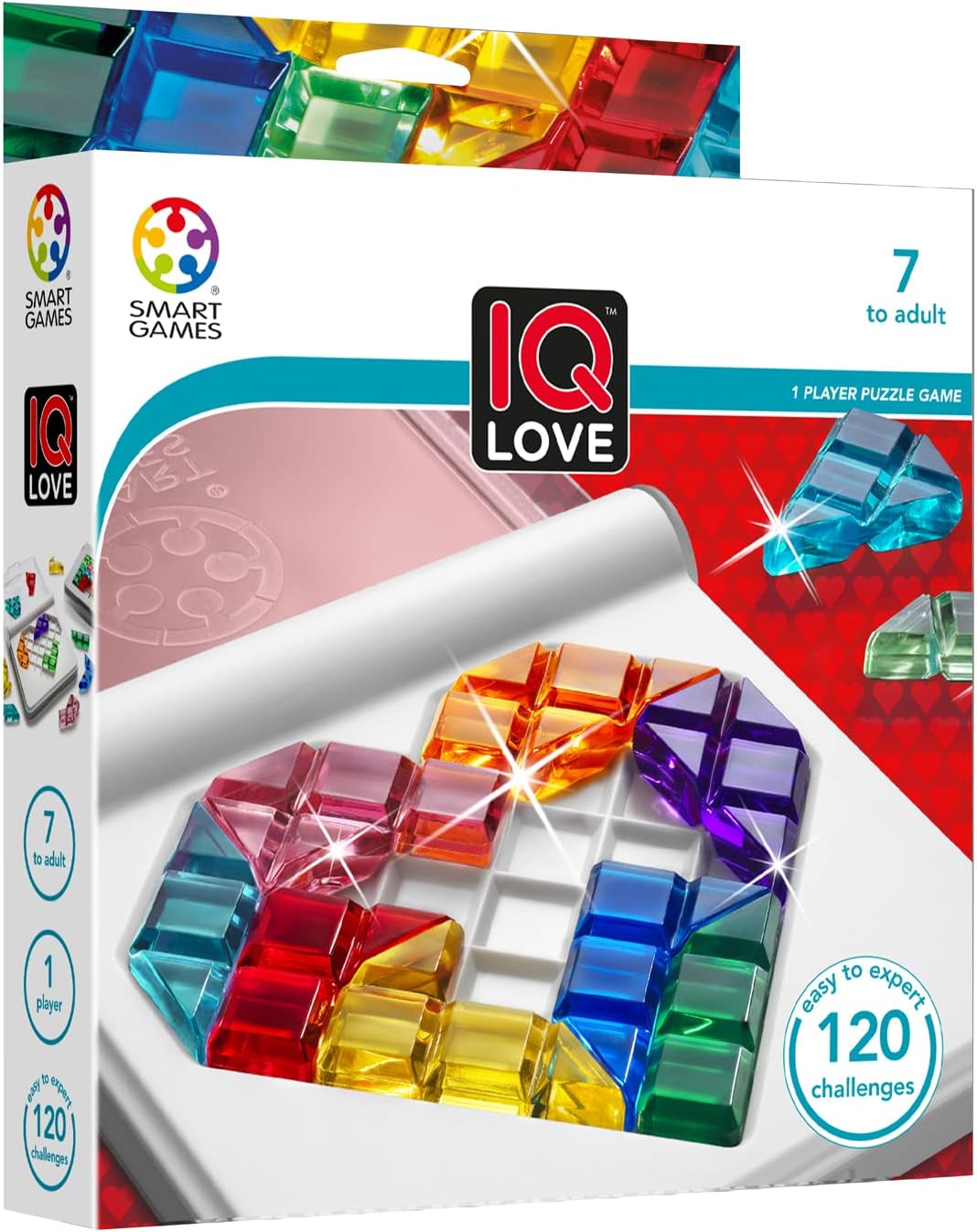 SmartGames - IQ Love, Puzzle Game with 120 Challenges, 2 Playing Modes, 7+ Years