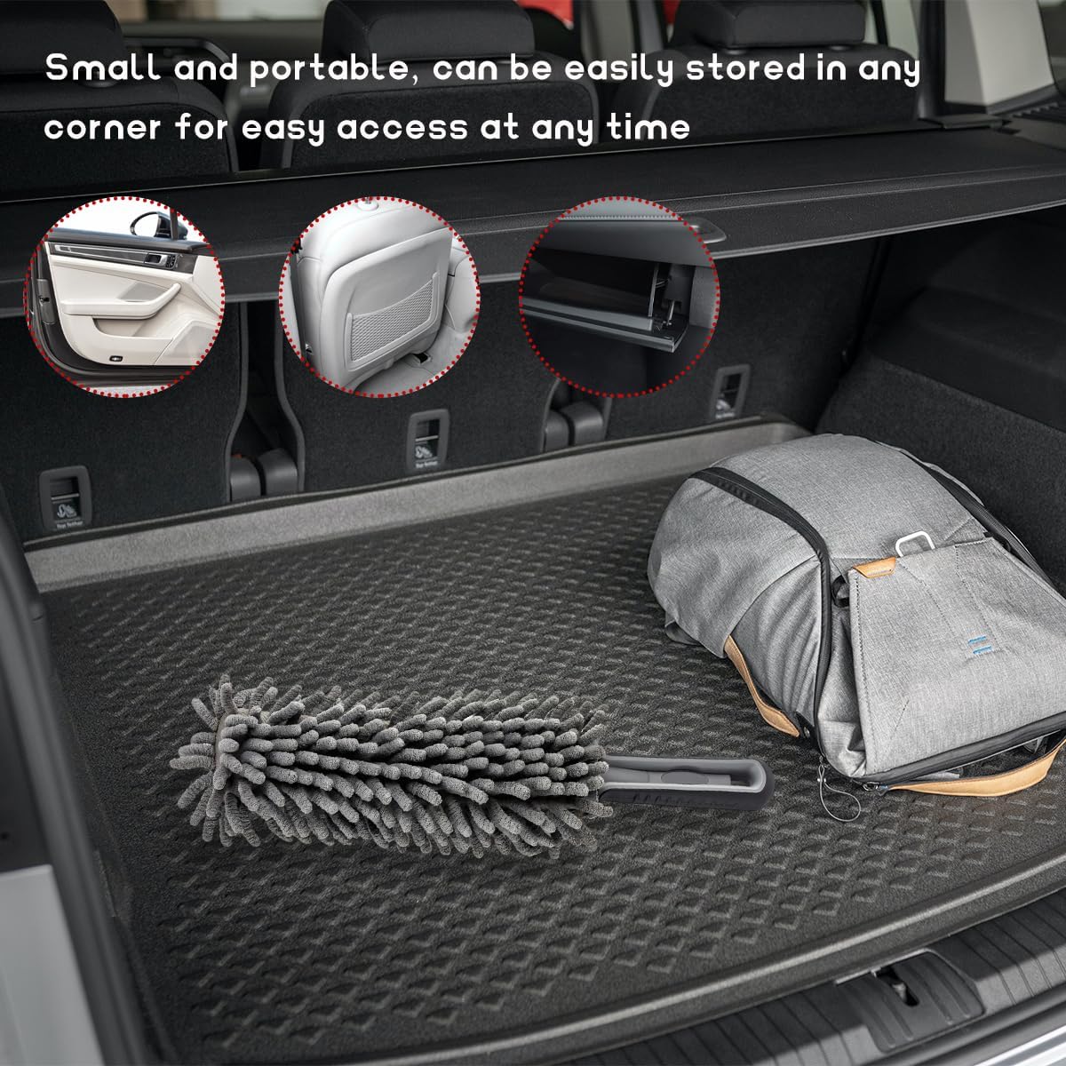 Car Interior Duster, Scratch-Free Microfiber Dust Removal Tool with Comfortable Grip, Multipurpose Handheld Duster Universal Cleaning Supplies for Vehicle & Household Use