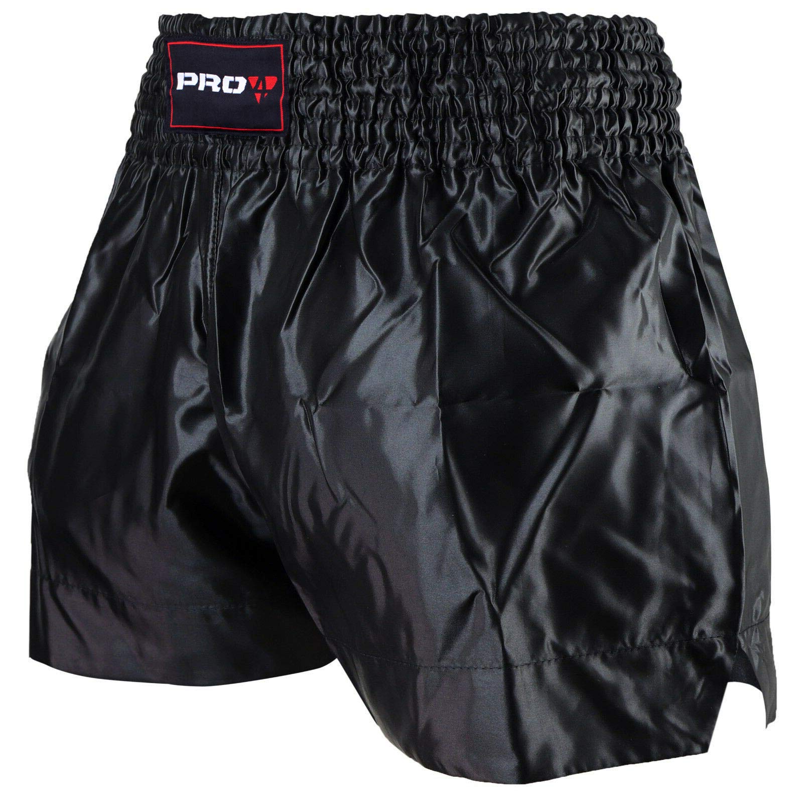 Pro4 Muay Thai K1 Short Fighter - Thaishorts Thaiboxen Hose Kickboxen kurz schwarz Herren Damen UVM schwarz/schwarz (001) L