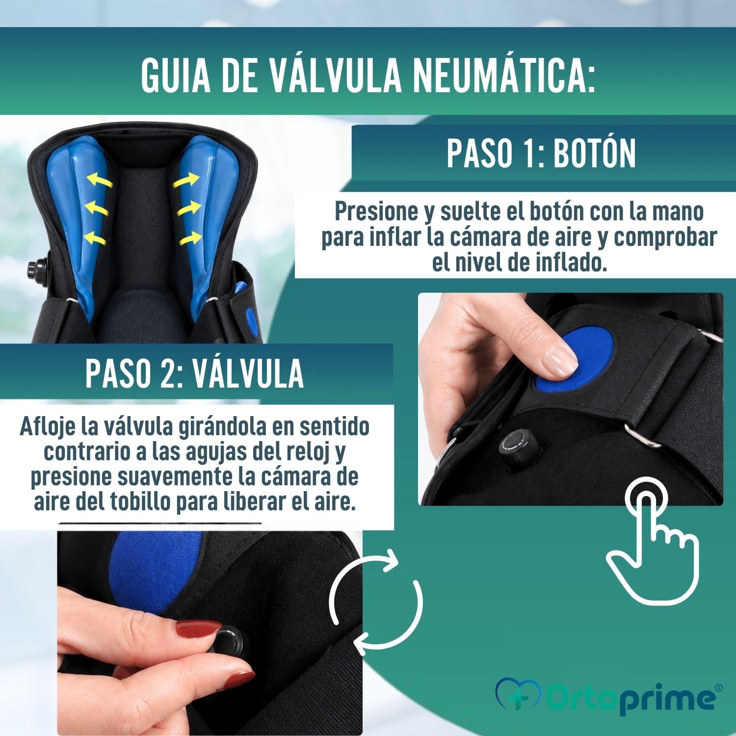 OrtoPrime Bota Walker Larga Fija BILATERAL con CÁMARA DE AIRE bota Ortopédica walker Larga para FRACTURAS Botas Walker Alta Ajuste Neumático con Válvula - Bota Inmovilizadora de Tobillo (M 40-44)