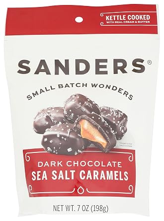 Sanders Fine Chocolate Dark Chocolate Sea Salt Caramel Pouch- 7 Ounce