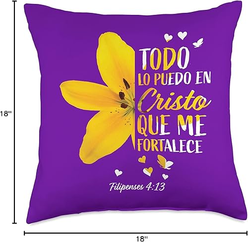 Miniatura 6 de Regalos cristianos españoles para mujeres, mamá, esposa, filipenses, 413, almohada de 16 x 16 pulgadas, multicolor