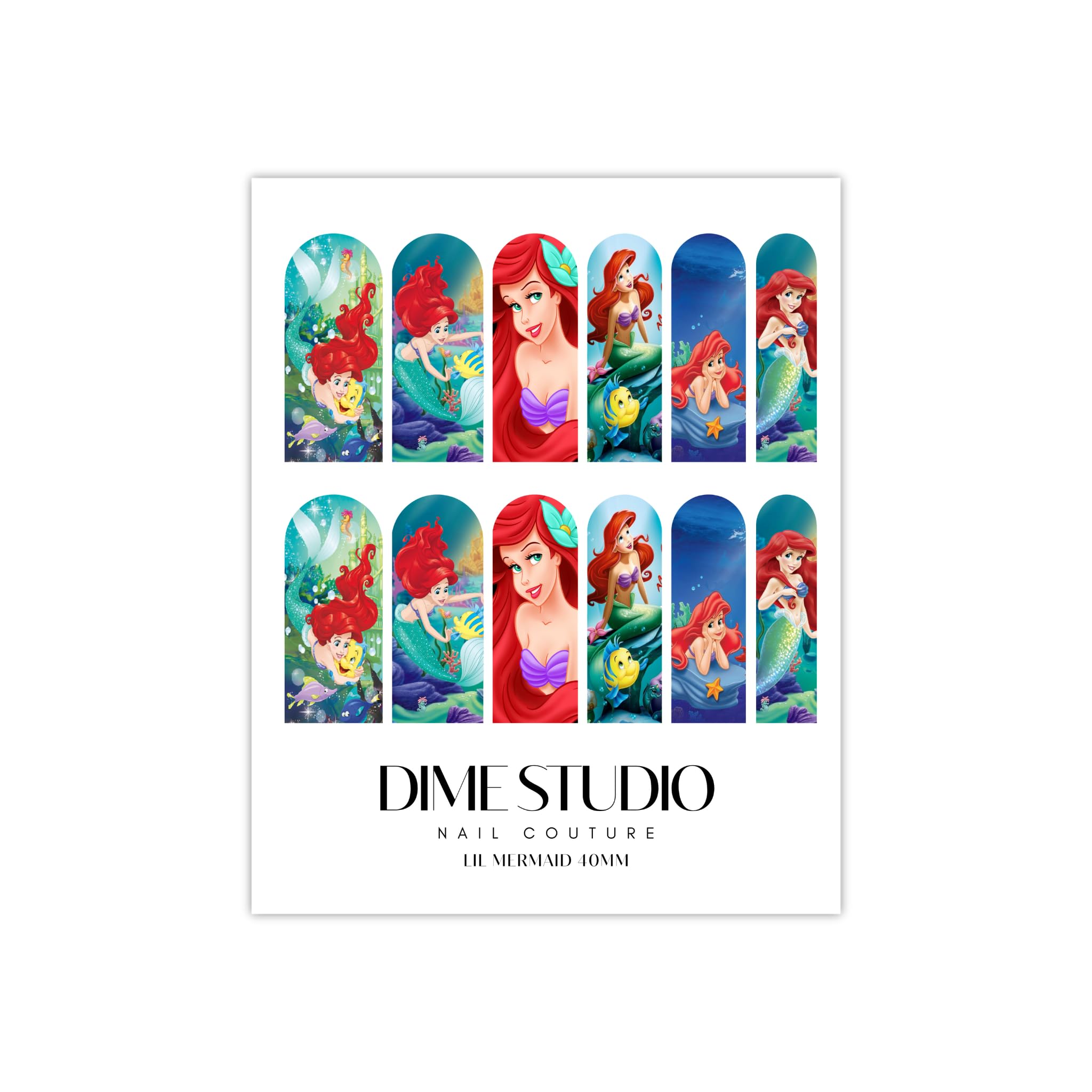 Under The Sea Ariel Mermaid Nail Decals Water Transfer Nail Wraps Fun Summer Girly Nail Art Manicure Accessories (40MM Medium)